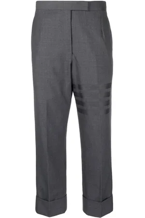 Thom Browne 4-Bar stripe cropped wool trousers