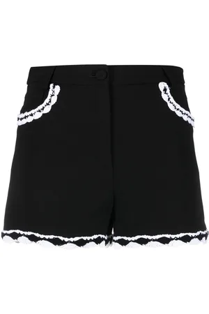 Moschino High-waisted lace-trim shorts