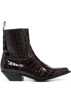 SONORA Patent crocodile-embossed boots