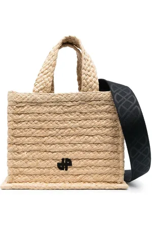 Patou Small JP raffia tote bag