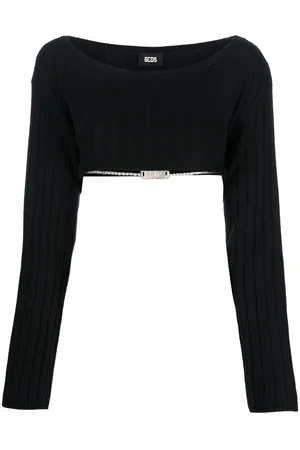 GCDS Logo-chain cropped knitted top