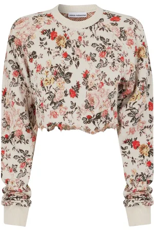 Paco rabanne Floral-print cropped sweatshirt