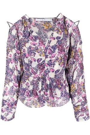 IRO Graphic-print cold-shoulder blouse