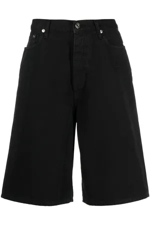 OFF-WHITE Logo-patch wide-leg denim shorts