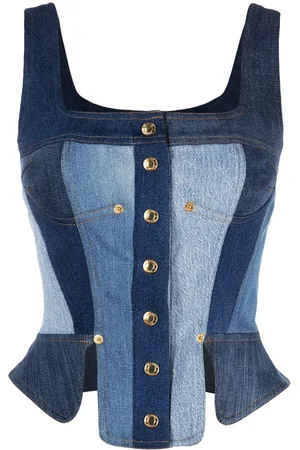 Marine Serre Regenerated denim bustier top