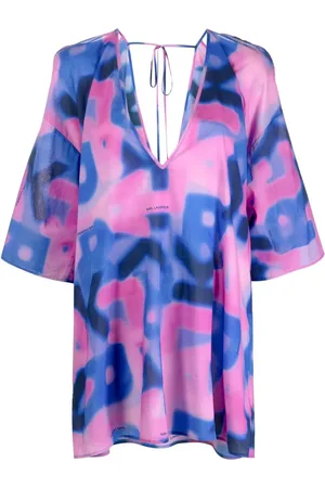 Karl Lagerfeld Abstract-print cotton kaftan dress