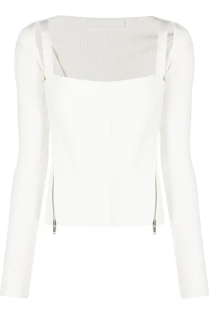 DION LEE Moto zip-up corset top