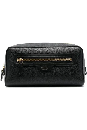 Tom Ford Grained-leather logo-stamp wash bag