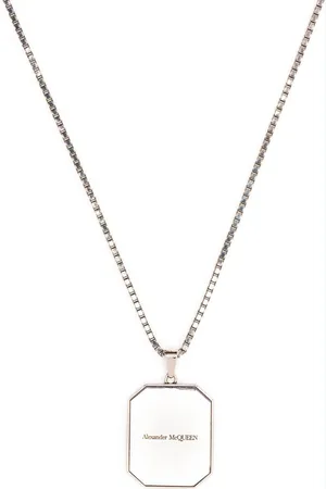 Alexander McQueen Logo-pendant box chain necklace