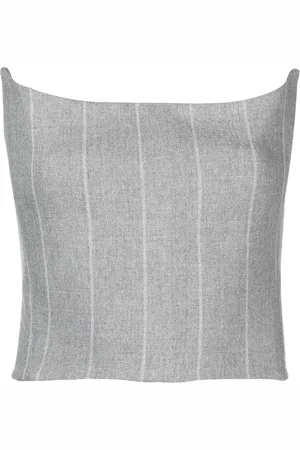 Ioana Ciolacu Pinstripe-print off-shoulder bustier top