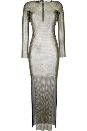 SANTA BRANDS Diamonds rhinestone-embellished mesh maxi dress