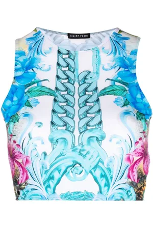 Philipp Plein Hawaii-print cropped top