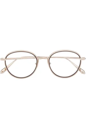 Linda Farrow Engraved-detail round-frame glasses