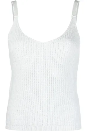 Allude Ribbed-knit cashmere top