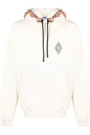 MARCELO BURLON Fringe-detailing jersey-knit hoodie