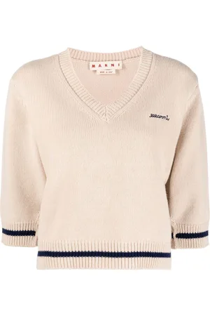 Marni Logo-embroidered V-neck jumper