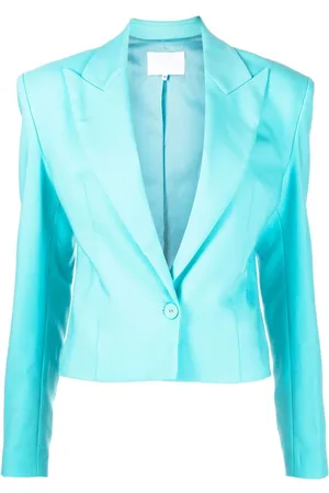 Costarellos Cropped padded-shoulder blouse