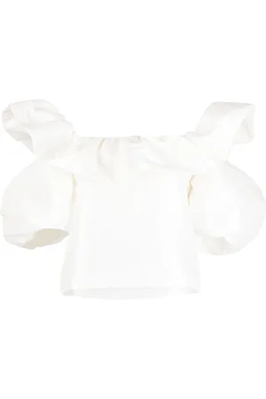 Kika Vargas Ruffled shoulder cut-out top