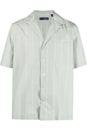 LARDINI Notched pinstripe short-sleeve shirt