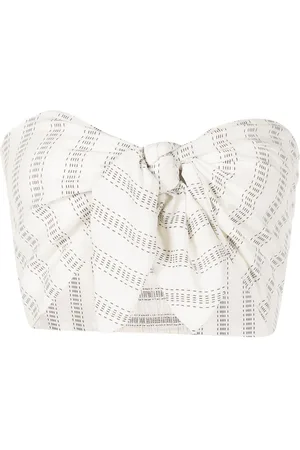 AMIR SLAMA Tie-front printed strapless top
