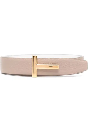 Tom Ford Leather logo plaque belt