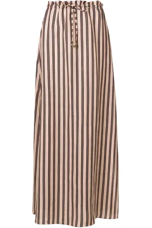 AMIR SLAMA Paper-bag stripe pattern linen skirt