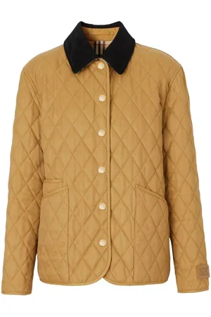 Burberry Corduroy-collar diamond-quilted jacket