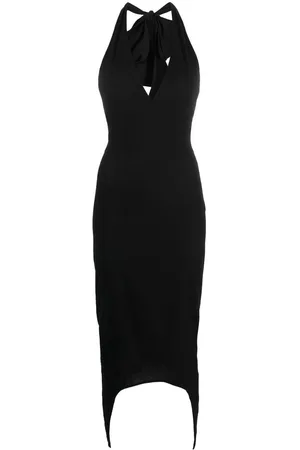 Patou Halterneck V-neck midi dress