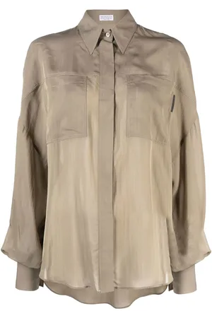 Brunello Cucinelli Semi-sheer long-sleeve blouse