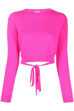 Patou Cable-knit rear-tie cropped jumper