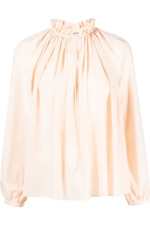 Lanvin Pleated-neckline silk blouse