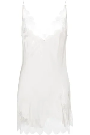 CARINE GILSON Lace-trim silk slip dress