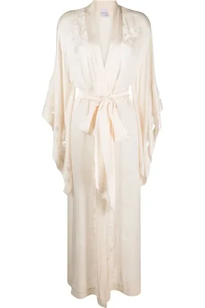 CARINE GILSON Lace-trim butterfly silk robe