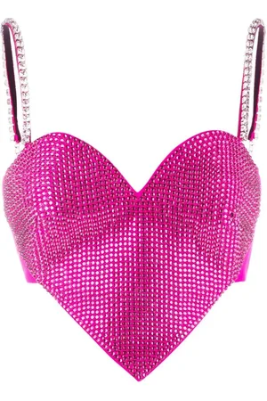 AREA Crystal heart crop top