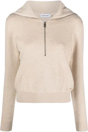 Calvin Klein Zip-front logo-embroidered jumper