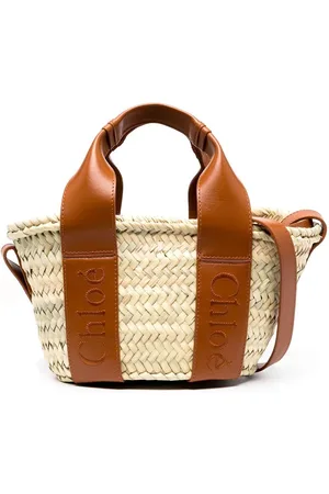 Chloé Logo-detail raffia tote bag