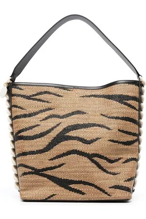 Stella McCartney Tiger stripe raffia tote bag