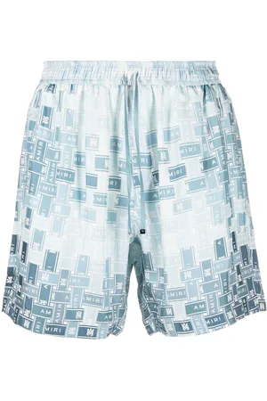 AMIRI Pattern-logo-printed silk shorts
