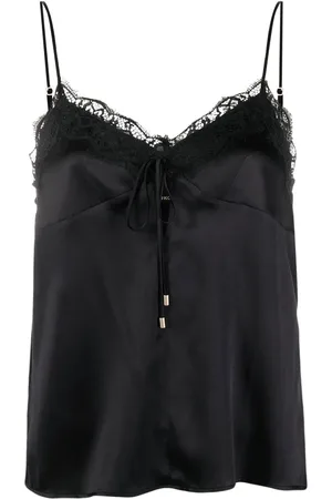 Pinko Lace-detail silk blend top