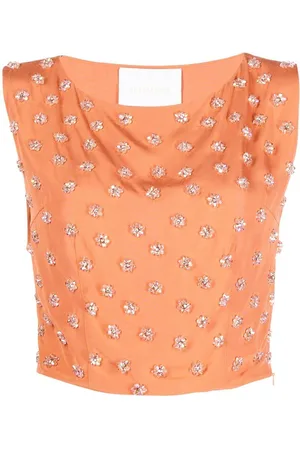 SHATHA ESSA Bead-embellished cropped top