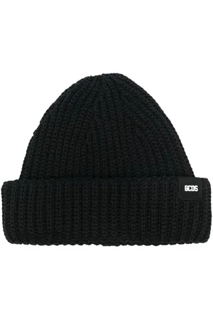 GCDS Logo-patch ribbed knit beanie