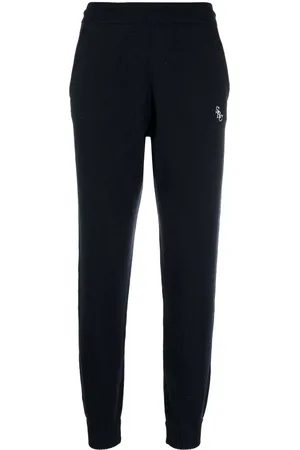 Sporty & Rich Embroidered-logo cashmere track pants