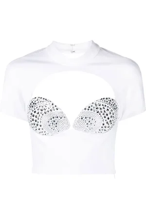 AREA Mussel Cup crystal-embellished top