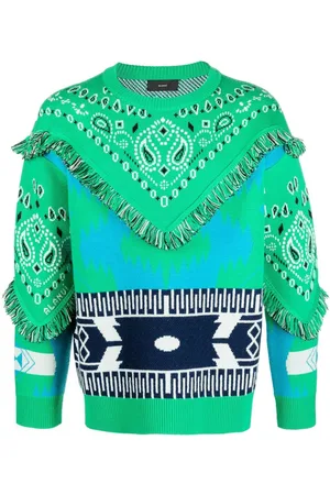 Alanui Bandana-print frayed jumper