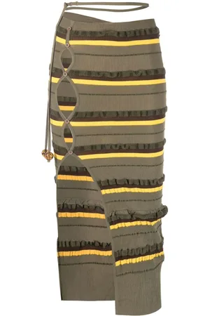 Jacquemus Ribbed-knit striped midi skirt
