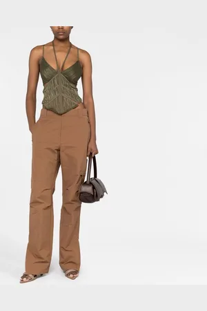 DION LEE Patterned-jacquard halterneck cami top