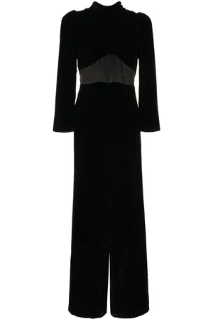 RIXO London Velvet long-sleeve jumpsuit