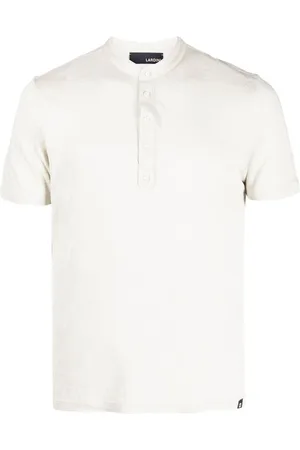 LARDINI Logo-tag linen polo shirt