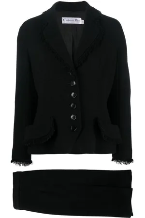 Dior 2010s frayed edge wool skirt suit