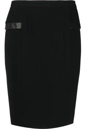 Dior 2010s leather trim pencil skirt